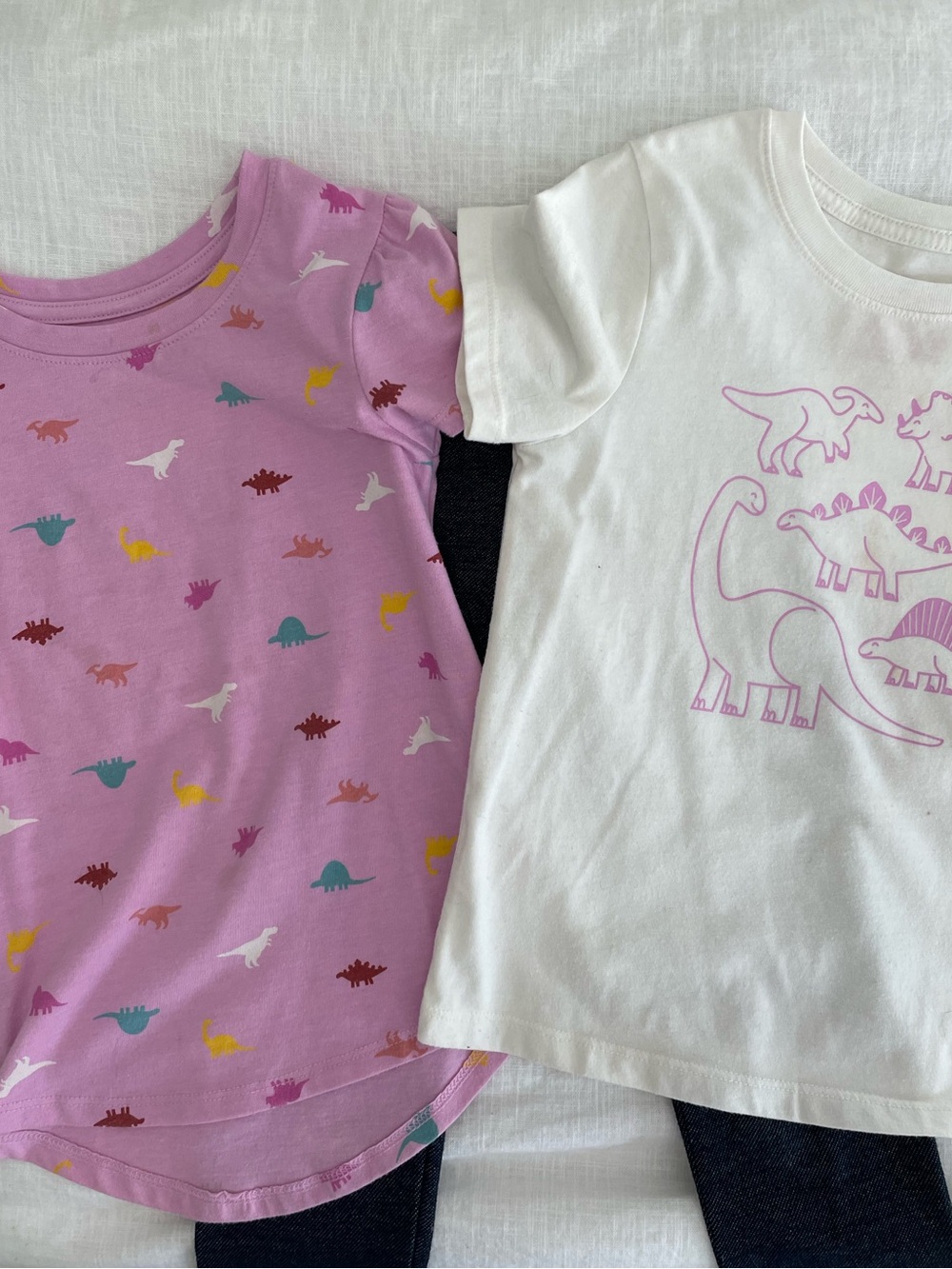 Girls' Dinosaur Tee Duo - Pink & White